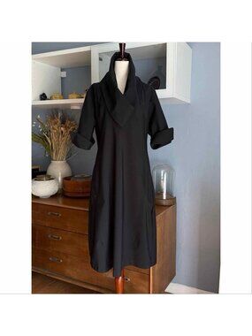 Karen Klein Black A-Line Midi Dress Lagenlook Avant Garde Art Minimalist